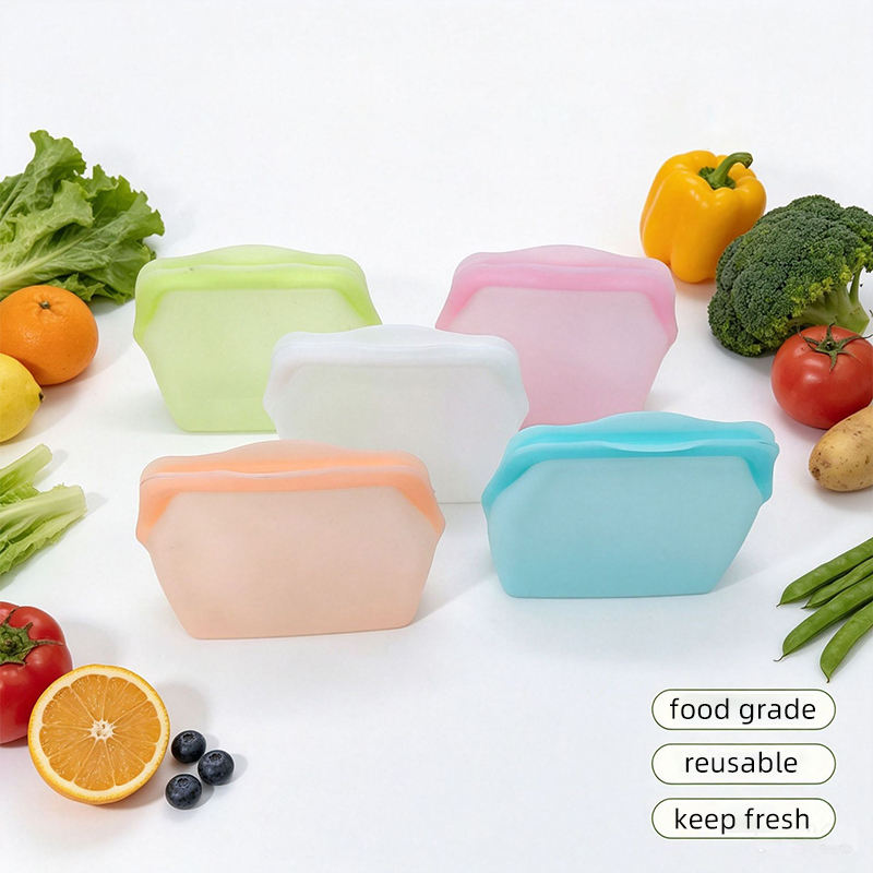 5Pcs Reusable Silicone Food Storage Bags, Leak‑Proof Freezer Storage Bags
