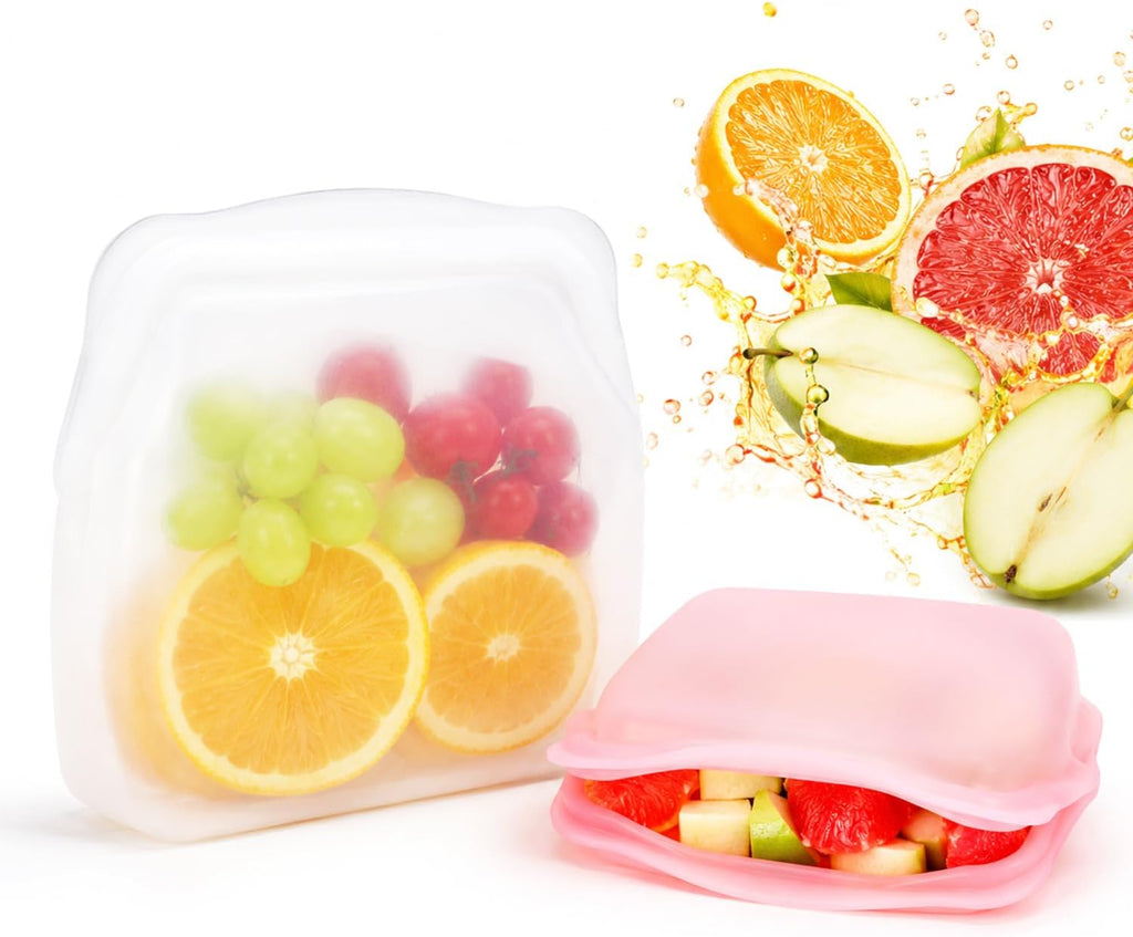 5Pcs Reusable Silicone Food Storage Bags, Leak‑Proof Freezer Storage Bags